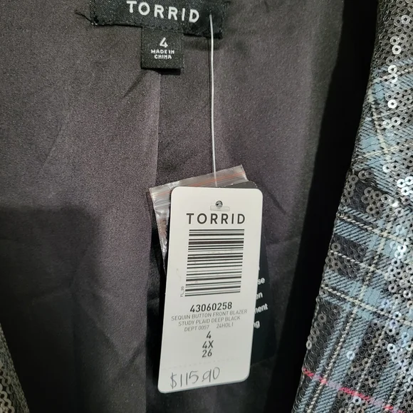 Torrid Gray Plaid Sequin Blazer - Picture 6 of 9